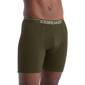 Icebreaker Merino Anatomica Men’s Underwear Boxer Briefs, Merino Wool Blend, Stretchy, Long Men’s Boxer Shorts for Hiking, Running, Trail Sports - Outdoor Base Layer for Men, Loden Green, Large