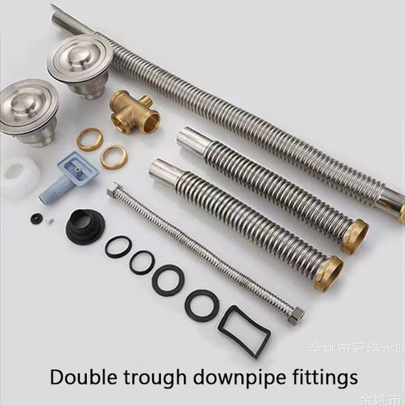 Kitchen Double Sink Downpipe Fittings, Stainless Steel | Sink Set