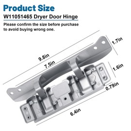 PMIIO W11051465 Dryer Door Hinge Replacement Compatible with Whir-lpool May-tag Dryer Assembly Replaces W10208414 W10208415 PD00042569 4461969 AP6041529 EAP11775346 PS11775346 FIX11775346