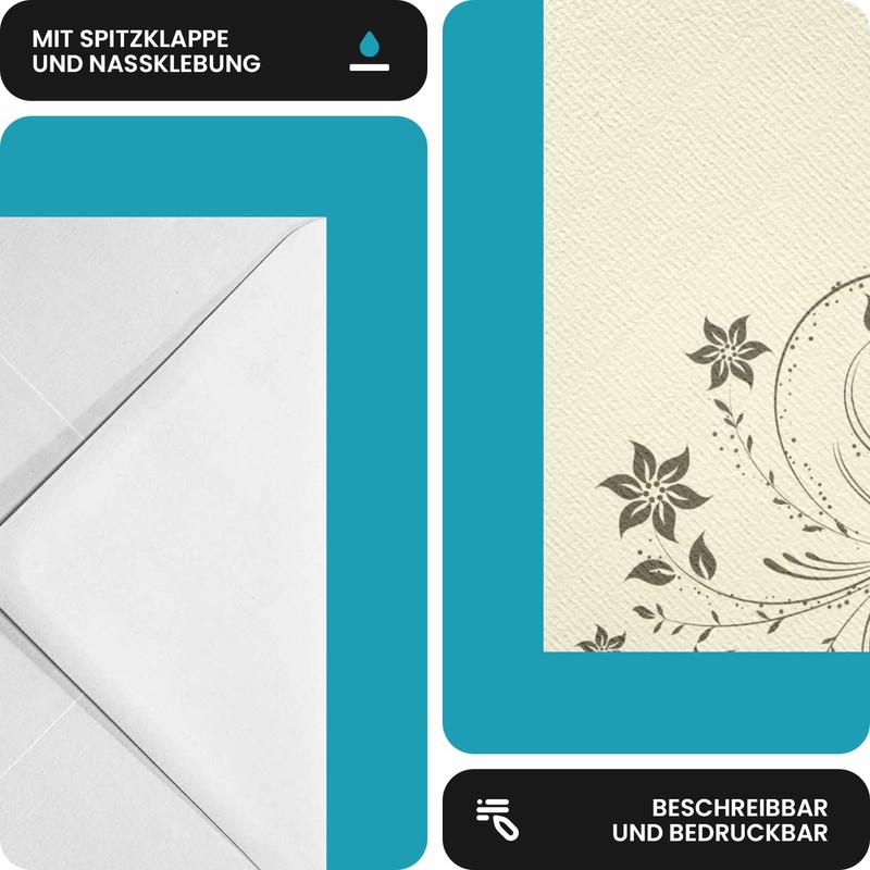 Netuno B6 White Ribbed Envelope (25), 120gsm Aster Laid Paper,