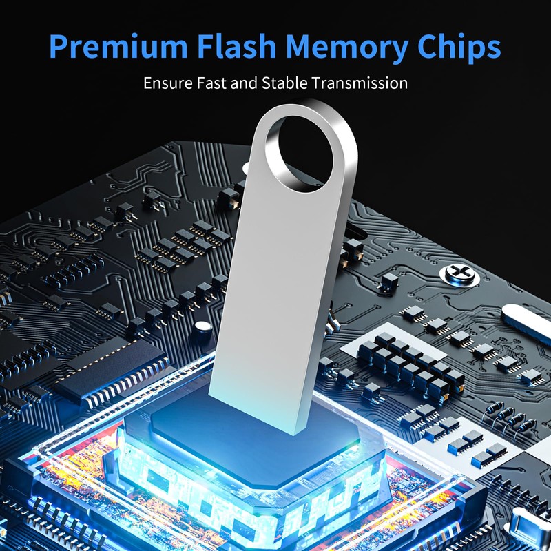 64GB USB Stick 2 Pack with Keychains, Wooolken Sleek Metal