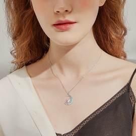 VENACOLY Fairy Moon Necklace 925 Sterling Silver Moonstone Fairy Moon Necklace Fairy Jewellery for Women