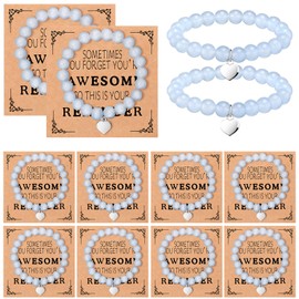 Blosssound 12 Pcs Inspirational Bracelets Gifts Bulk Thank You Cards for Mother's Day Women Grad Teacher Appreciation Gift(Grey Blue)