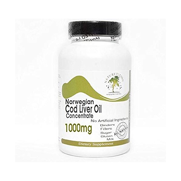 Norwegian Cod Liver Oil Concentrate 1000mg ~ 200 Capsules - No Additives ~ Naturetition Supplements