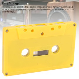 Blank Cassette Tapes, 45 Minutes Blank Recording Cassette Tapes with Clear Case, Blank Dictating Cassette Tapes for Sound Music Recording (Yellow)