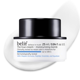 belif belif The True Cream Moisturizing Bomb - 48hr Intense Hydration with Peptide, Ceramide & Squalane, Milky & Lightweight Daily Moisturizer, Restores Skin Barrier, Korean Skincare, 1.68 fl. oz. (25ml)