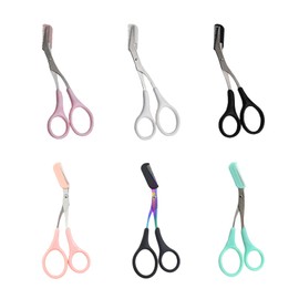GUTERTOP Pack of 6 Eyebrow Scissors with Comb, Eyebrow Scissors, Eyebrow Comb for Eyebrows, Men Women
