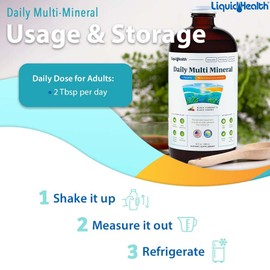 LIQUIDHEALTH LIQUIDHEALTH Daily Multi Mineral Liquid Supplement with Fulvic Acid, Plant Based Ionic Aquamin Sea Trace Ocean Minerals - Immune Support, Energy, Gut Health, Detox - Vegetarian (32 oz)