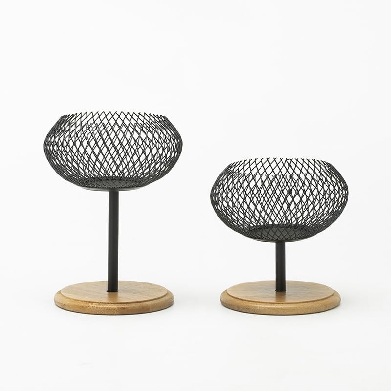 Modern Metal Candle Holders Set of 2, Elegant Black &