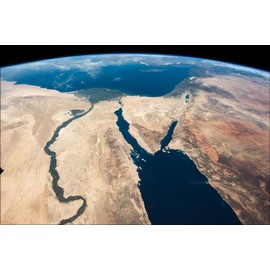 History Galore 24"x36" Gallery Poster, Nile river egypt Sinai Peninsula Israel satellite map image