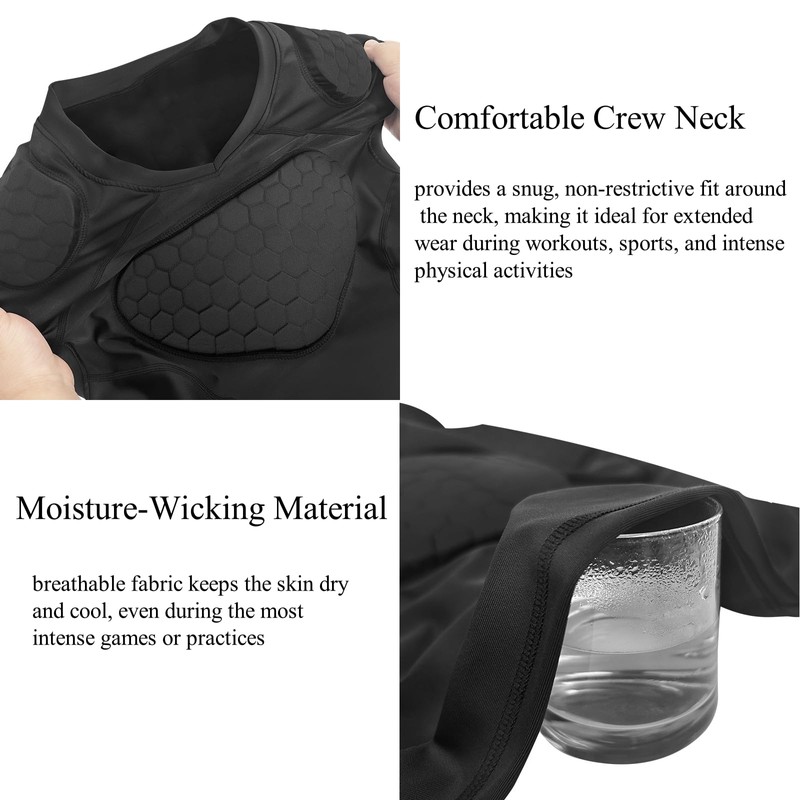 Topeter Padded Compression Shirts with Chest, Rib, Shoulder & Back