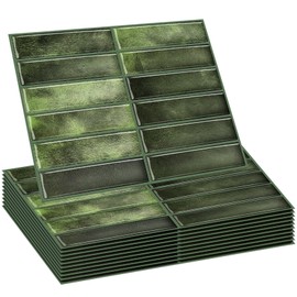 Drydiet 10 Sheets Tile Peel and Stick Backsplash 11.43 x 9 3D Wall Kitchen Stick on Tiles for Kitchen Marble Tiles (Green)
