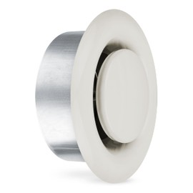 calimaero® TVSA Round Ceiling Vent Cover 100mm, Adjustable Air Valve Ventilation Grille 4 inch with Mounting Frame, Sheet Steel, Robust, Durable, White RAL9010