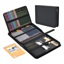 Ununmx 72 Piezas Kit De Lápices De Dibujo, Arte Dibujo Profesional Para Colorear, Pintura Y Boceto, Incluye Carboncillo, Bosquejo, Lápices De Colores, Libro De Bocetos, Estuche Portátil Y Más
