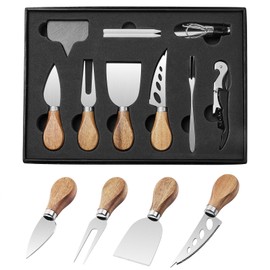 HyChill Cheese Knife Set 12-Piece Cheese Knife with Acacia Wood Handle Stainless Steel Cheese Slicer Cheese Cutter