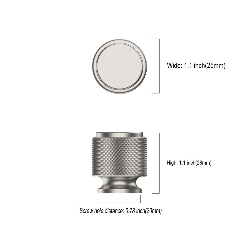 Amerdeco 10 Pack Brushed Satin Nickel Knurled Cabinet Knobs Kitchen