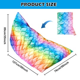 Byzesty Bean Bag Chair Cover, Bean Bag Kids Cuddly Toy Storage Stuffed Toy Bean Bag Cover Bean Bags for Children Bean Bag Children's Room Children's Couch (Mermaid 2)