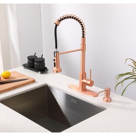 Avola Copper Sink Soap Dispenser,Stainless Steel Countertop Sink Soap Dispenser Pump with 47" Silicone Extension Tube Kit,Design for Kitchen Bathroom, No More Refills（ Copper Finish ）