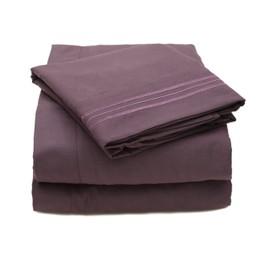 Sweet Home Collection 4 Piece 2000 12 Colors Collection Egyptian Quality Deep Pocket Bed Sheet Set, Queen, Purple