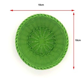 nanologi Multi-Purpose Basket, Round Storage Basket, Diameter: 18 cm, Suitable for Hotel and Catering, Braided Multi-Purpose Basket, Plastic Fibre, Bread Basket, Gift Basket - Green