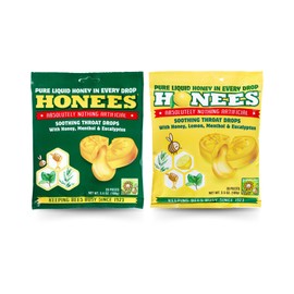 Honees Honees Honey Filled Drops, Variety Pack (Honey and Honey Lemon)-Natural Sore Throat Relief - Throat Lozenges, Nothing Artificial - Non-GMO, Gluten Free (2 Pack-40 Drops)