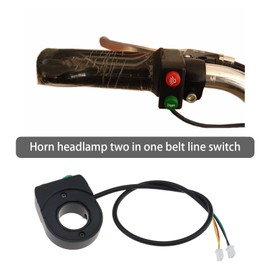 ECSiNG 2PCS Horn Headlight 2 in 1 Motorcycle Handlebar Grip Control Switch Integrated Switch for 7/8 Inch Motorcycle Electric Bicycle DC 12V Black