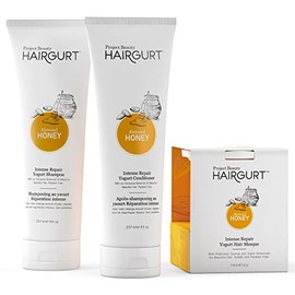Hairgurt Intense Repair Yogurt Hair Care 3-Piece Set - Almond-Honey - Natural Shampoo, Conditioner and Hair Mask, Hair Products for Dry, Damaged, Frizzy Hair & Hair Growth
