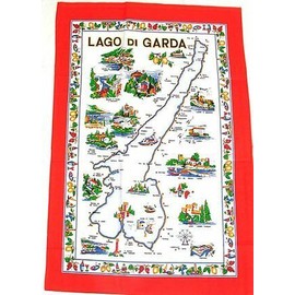 Lago (Lake) Di Garda Souvenir Linen Tea Towel - Kitchen Towel, Made in Italy