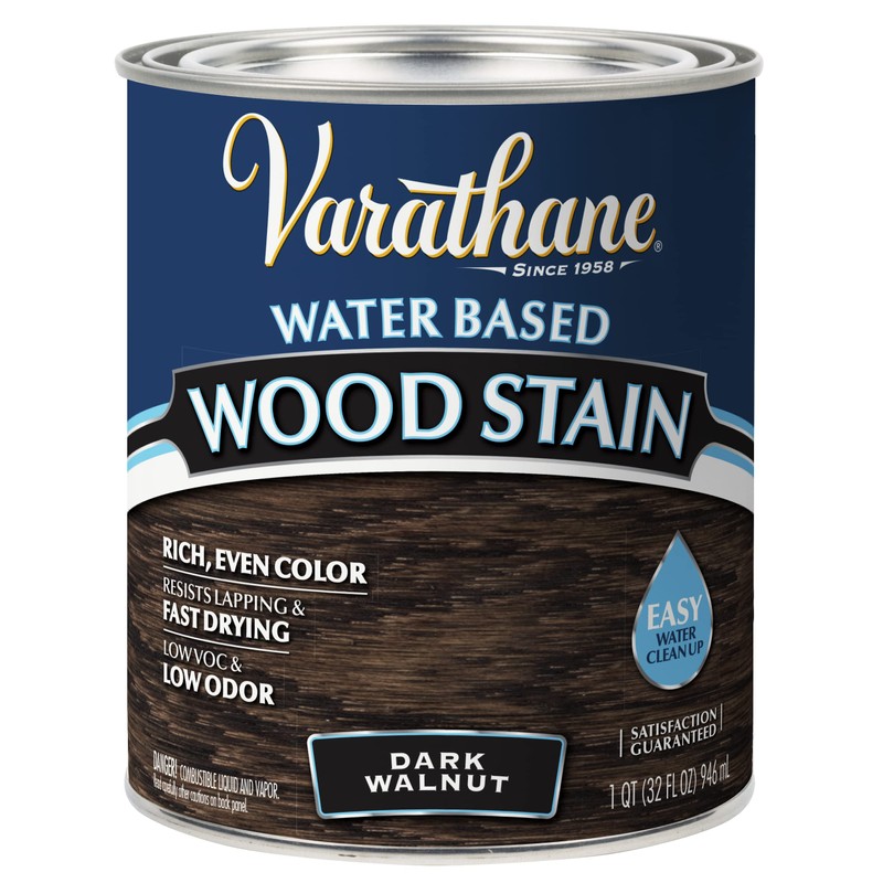 Varathane 381119-2PK Water Based Wood Stain, Quart, Dark Walnut, 2