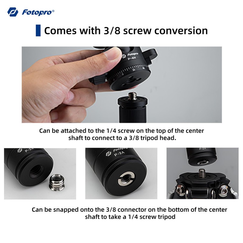 Fotopro Mini Carbon Fiber Tripod Mount 0.39KG Lightweight Compact Travel