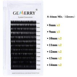 Gemerry Single Eyelash Extension Classic Thickness 0.07/0.15/0.18/0.20 mm C/D Curl, Individual Eyelashes, Natural, 8-25 mm