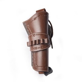 AS HANDCRAFT Full Grain Buff Leather Western Gun Holster with Ammo Loops Heritage Rough Rider Cross Draw .22 .38/357 .44/45 Cal Holster for Revolver (Right, Brown - 45 Cal)