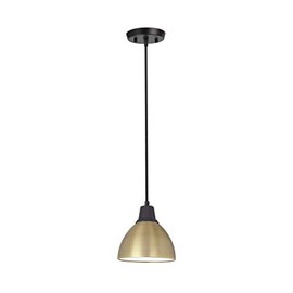 Aspen Creative 61111-11, One Hanging Mini Ceiling Light, Transitional Design in Bronze & Gold Finish, 6" Wide Pendant