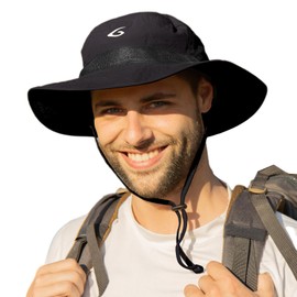 TOP-EX UPF 50 Sun Hat for Men Women with Wide Brim, Waterproof, Adjustable & Breathable for Outdoor Adventures, Hiking, Fishing, and Safari, Lightweight Packable Black M/L