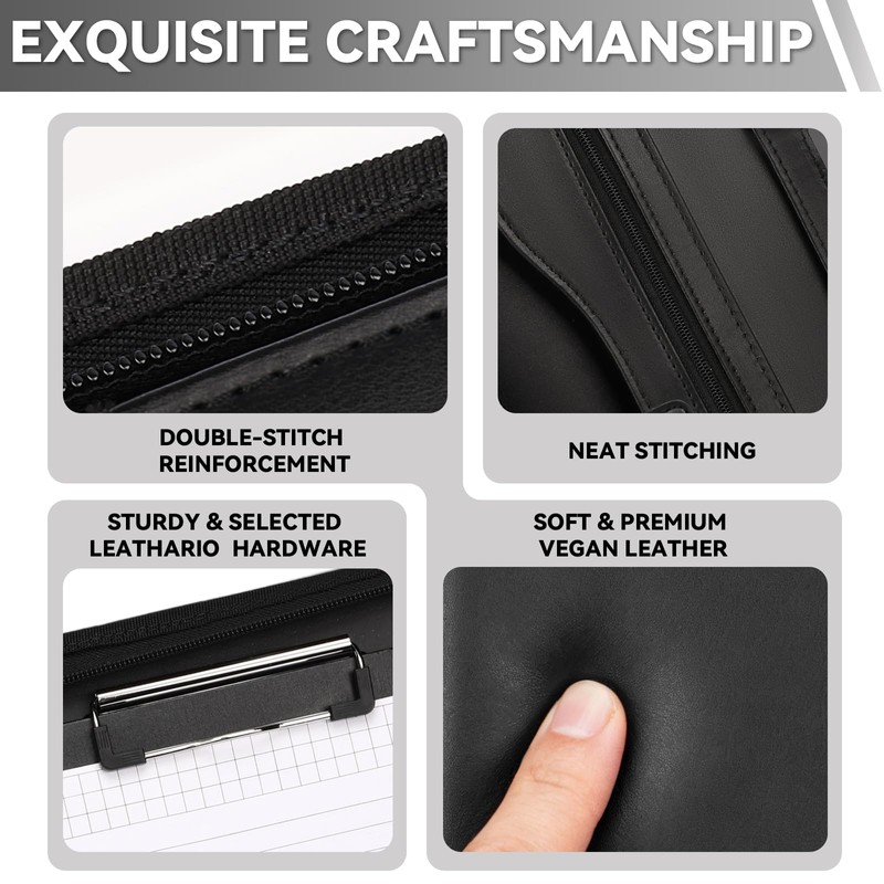 Leathario Portfolio Binder, Padfolio Organizer, 3 Ring Binder with Zipper
