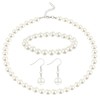 Pearl Necklace and Earring Set White Pearl Jewelry Set for