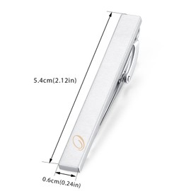 HONEY BEAR Men's Letters Initials Tie Clip for Normal Tie Clip, Brushed Silver, 5.4 cm, Reusable, Stainless Steel, No Gemstone