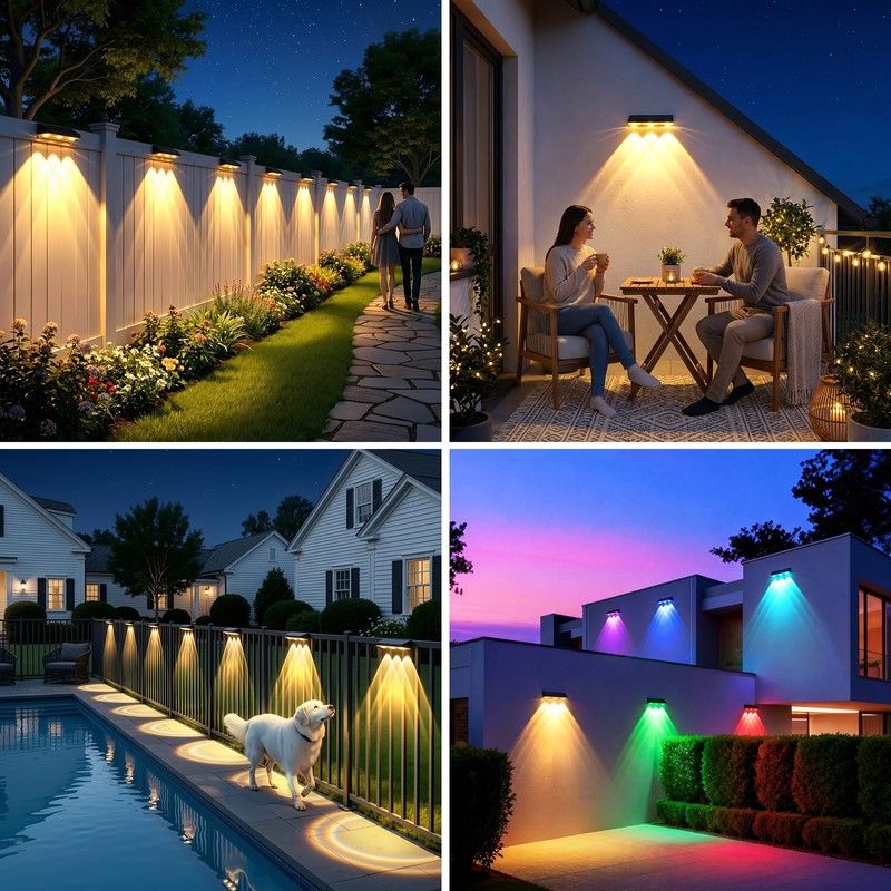 Solar Fence Lights Outdoor 10 Pack, Upgraded Brightness 3X LED