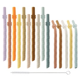 10 Straight Straws and 5 Elbow Straws with 1 Straw Brush, Reusable Straws, Soft and Durable Straws, Beverage Straws