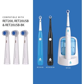 Pursonic Rotating Electric Toothbrush Heads - 8 Pack Electric Toothbrush Replacement Brush Heads for Teeth and Gum Care - Tooth Brush Heads for RET20USB, RET20USB-BK & RET200 (Black)