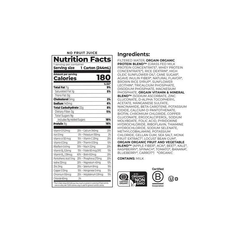 Orgain Kids Proteina Sabor Fresa Para Niño 3pack 244ml
