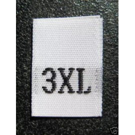Sean Label 100 PCS WOVEN CLOTHING LABELS, SIZE TAGS - 3XL - WHITE