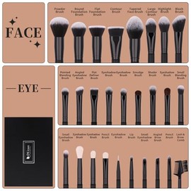 DUcare Juego de brochas de maquillaje profesional, 27 piezas, juego de brochas de maquillaje sintéticas de primera calidad, base Kabuki, mezcla de pol