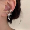 Yienate Funky Bow Ear Cuff Earrings Silver Statement Bow Tie