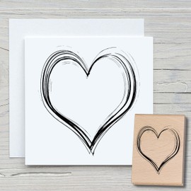 Newstamps Heart Circle 01 Wooden and Rubber Stamp for Card Making, Wooden Stamp, Wedding, Love, Scrapbook, Textile Stamp, Decoration, Children