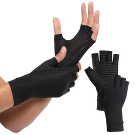 Guantes de Compresión para Artritis, Guantes sin dedos para Alivia el Dolor y la Rigidez de Artritis del Túnel Carpiano y de Mano, Guantes de Compresión de Cobre para Artritis Reumatoide