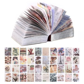 LIHAO 400PCS Vintage Scrapbook Paper 5 x 4.5 cm Scrap Book Sticking Accessories Decorative Scrapbook Material Paper Set Nature Collection Set