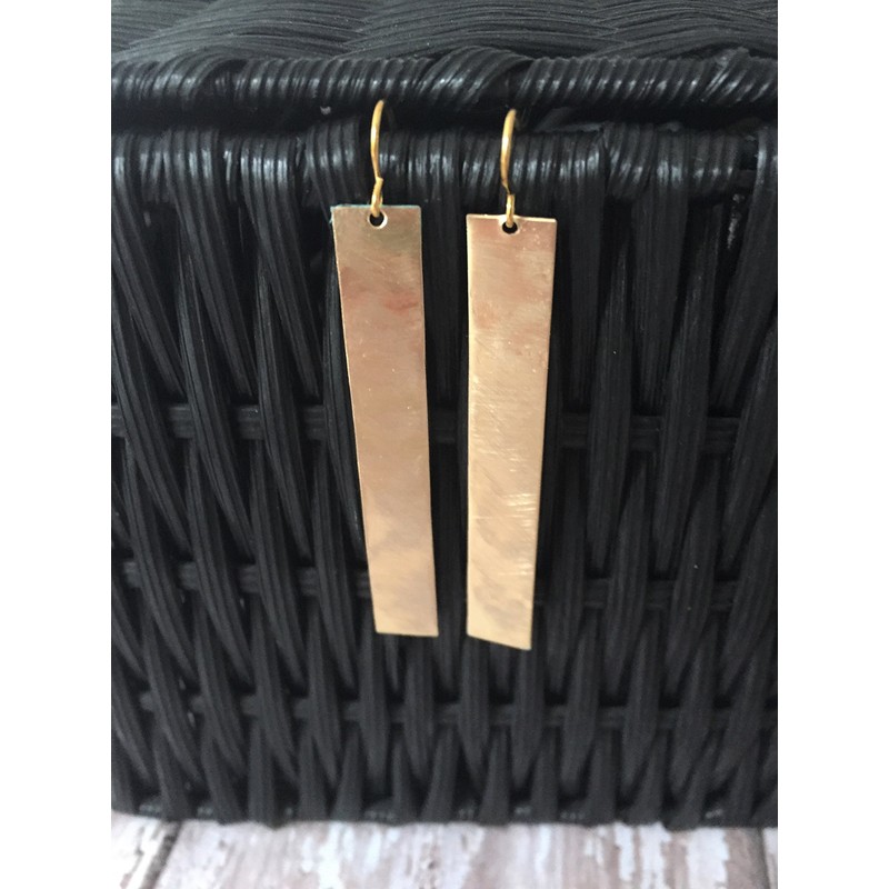 Long Brass Bar Dangle Earrings