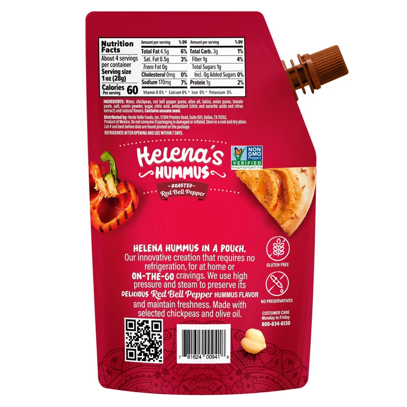 Helena Hummus (12-pack), Shelf-Stable, No Added Preservatives, 8 Natural Classic