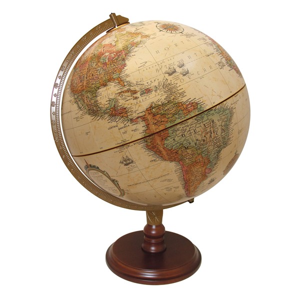 Replogle Lenox, 12"/30cm diameter Antique Style, Desktop Globe, Classic World Globe with up-to-date Cartography, Made in USA